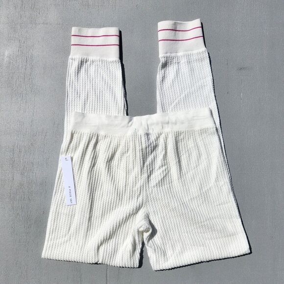 Aqua Women Plaid Grey/Pink Fleece Hoodie & Thermal Pants Lounge Set Size S - Picture 8 of 8